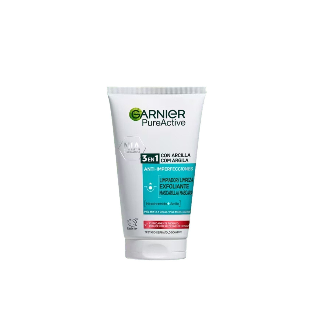 GARNIER PURE ACTIVE 3 IN 1 WASH+SCRUB+MASK 150ML